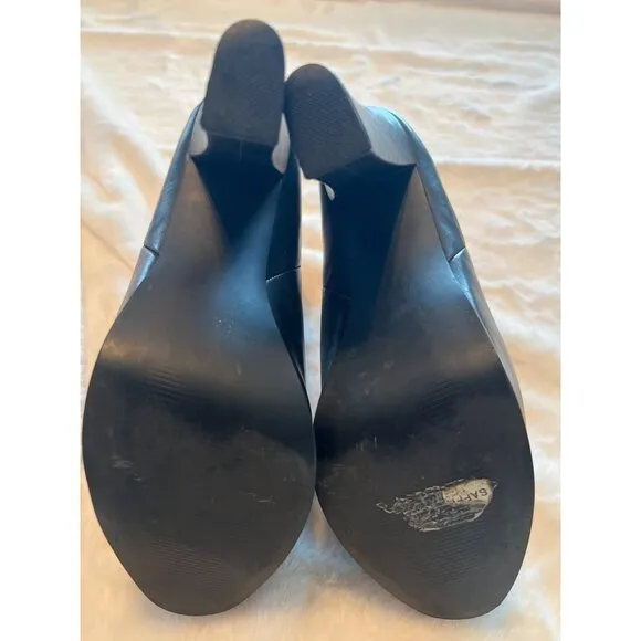Steve Madden Saffronn Platform Boots Size 10 Black Leather Ankle Booties