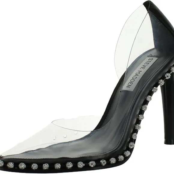 Steve Madden Verity heels/Steve Madden clear crystal embellished pointy toe pump