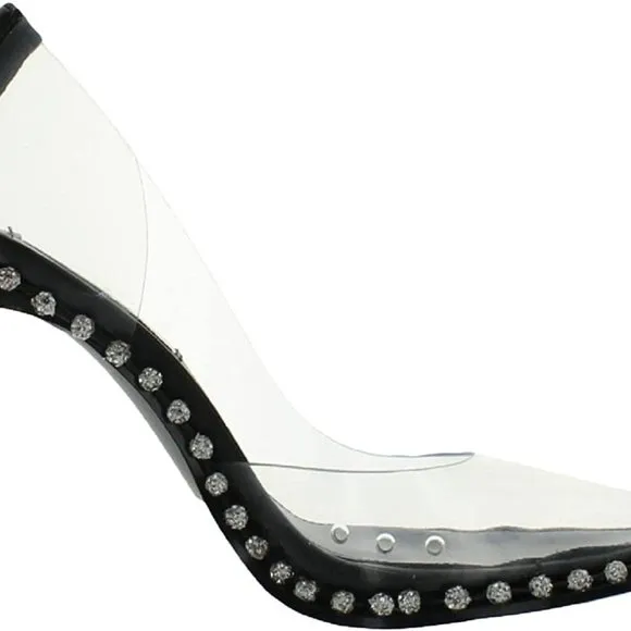 Steve Madden Verity heels/Steve Madden clear crystal embellished pointy toe pump