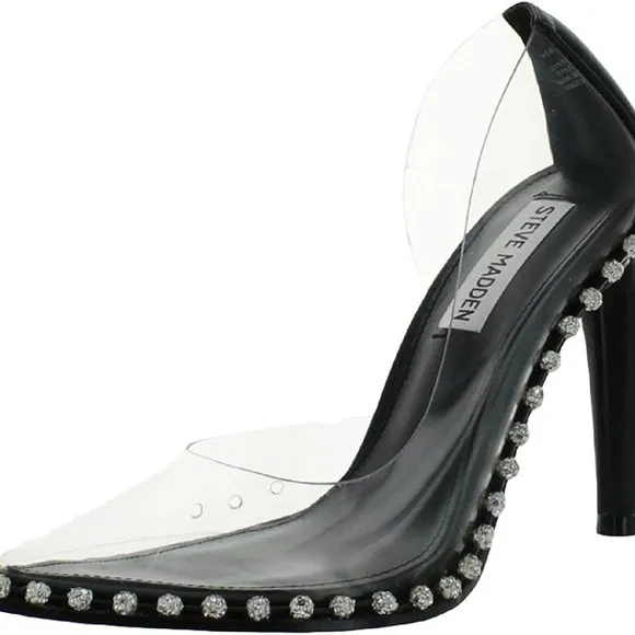 Steve Madden Verity heels/Steve Madden clear crystal embellished pointy toe pump