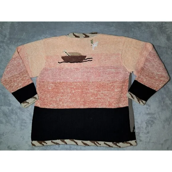 Storybook Knits Noah’s Arc Vintage Cardigan Sz 1XL Animal Boat