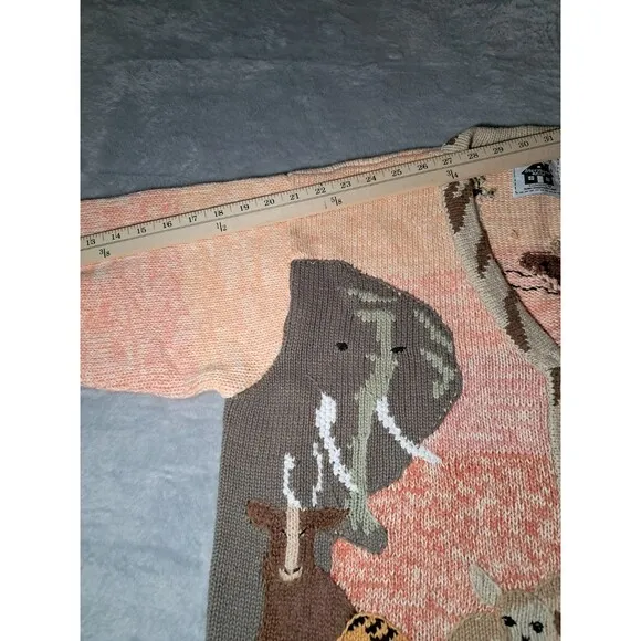 Storybook Knits Noah’s Arc Vintage Cardigan Sz 1XL Animal Boat