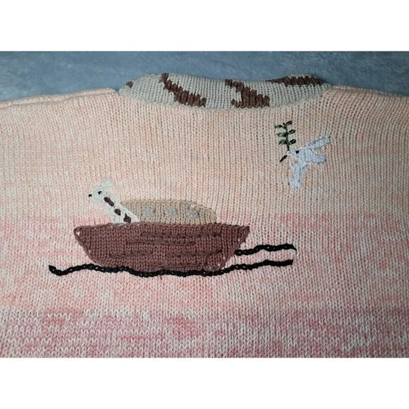 Storybook Knits Noah’s Arc Vintage Cardigan Sz 1XL Animal Boat