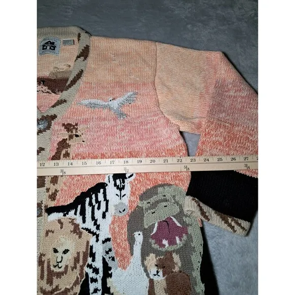 Storybook Knits Noah’s Arc Vintage Cardigan Sz 1XL Animal Boat
