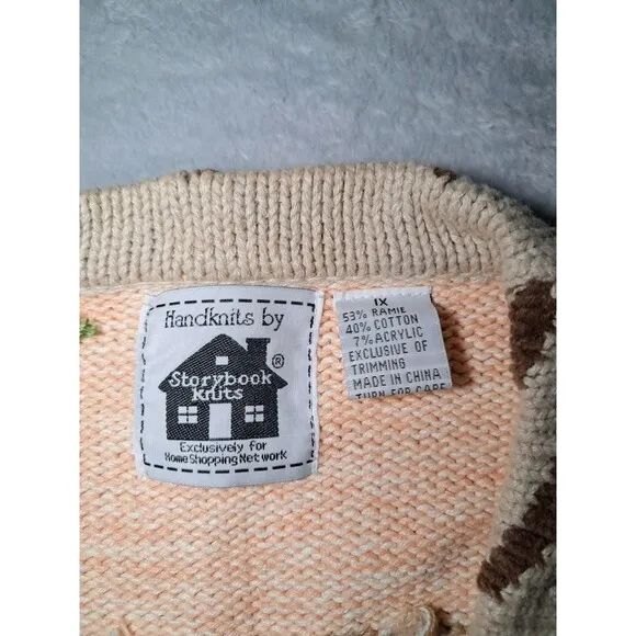 Storybook Knits Noah’s Arc Vintage Cardigan Sz 1XL Animal Boat