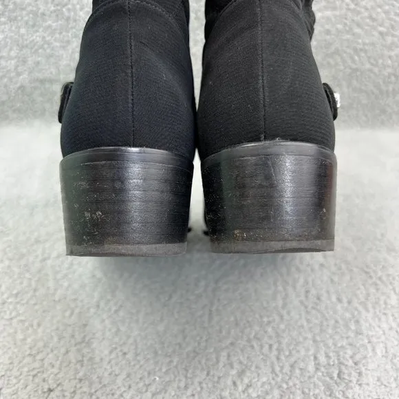 Stuart Weitzman Boots Womens 8 Shoes Black Furgorby Ankle Booties Buckle Heels