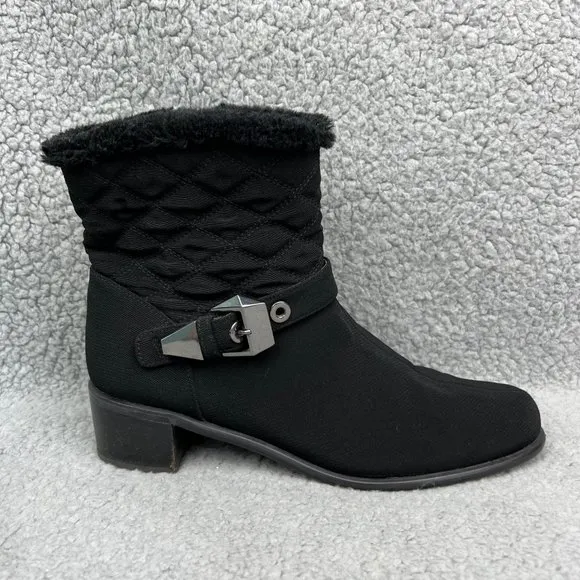 Stuart Weitzman Boots Womens 8 Shoes Black Furgorby Ankle Booties Buckle Heels
