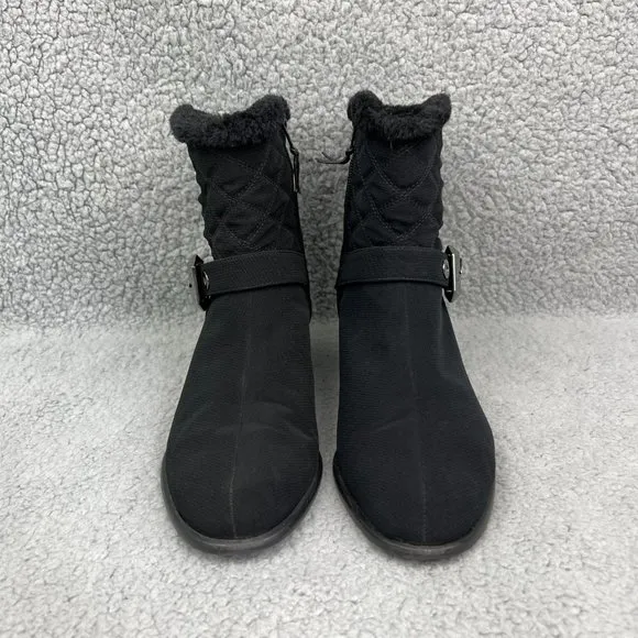 Stuart Weitzman Boots Womens 8 Shoes Black Furgorby Ankle Booties Buckle Heels