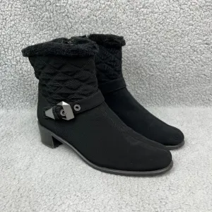 Stuart Weitzman Boots Womens 8 Shoes Black Furgorby Ankle Booties Buckle Heels