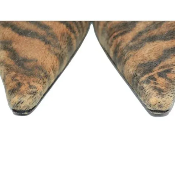 Stuart Weitzman Brown Camel Beige Pony Hair Fur Leopard Leather Heels Pumps 7.5