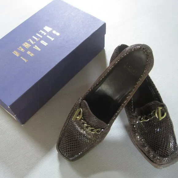 Stuart Weitzman BROWN Faux Snake Skin Size 8.5 M Shoes