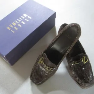 Stuart Weitzman BROWN Faux Snake Skin Size 8.5 M Shoes