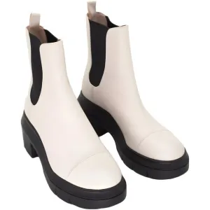 Stuart Weitzman Leather Womens Norah Ivory Chelsea Lea Platform Boots Size 5 C