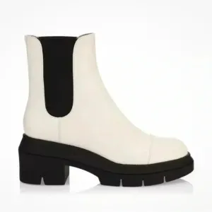 Stuart Weitzman Norah White Leather Chelsea Boots