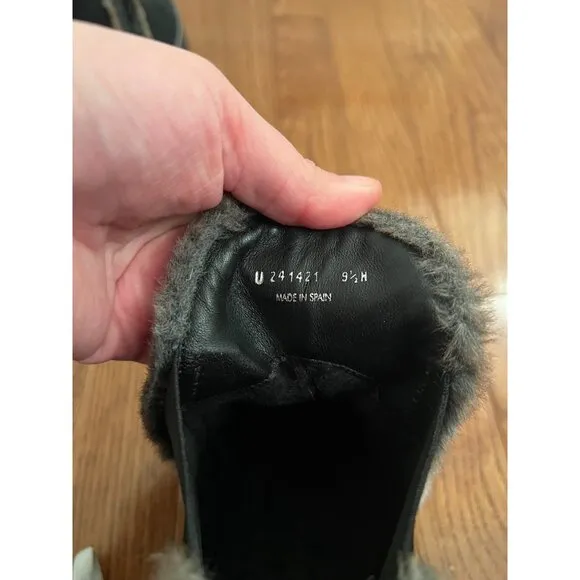 Stuart Weitzman Suede Black‎ Fur-Trim Ankle Boots Size 9.5