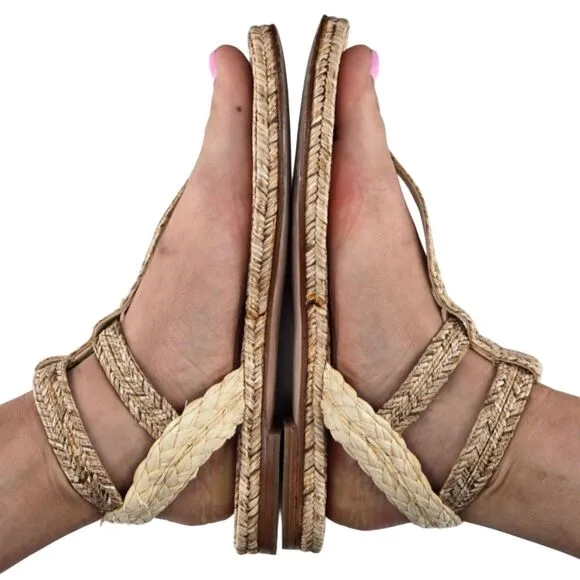 Stuart Weitzman Tan Natty Slingback Gladiator Sandals 7.5
