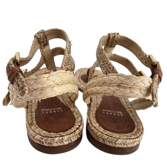 Stuart Weitzman Tan Natty Slingback Gladiator Sandals 7.5