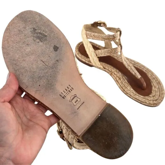 Stuart Weitzman Tan Natty Slingback Gladiator Sandals 7.5
