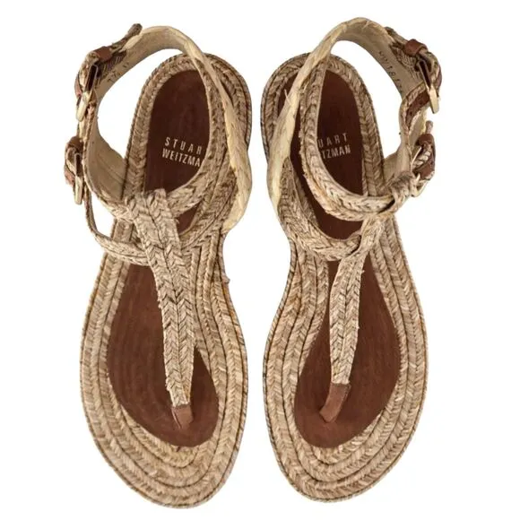 Stuart Weitzman Tan Natty Slingback Gladiator Sandals 7.5