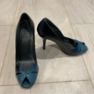 Stuart Weitzman Women's Blue ombré Peep Toe Heels size 7