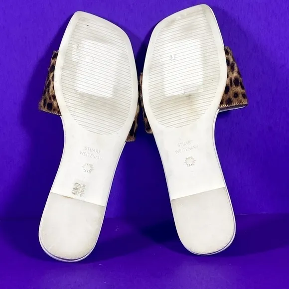 Stuart Weitzman Women's Leopard Fur Summer Sandal Shoe Size 7