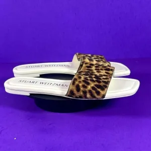 Stuart Weitzman Women's Leopard Fur Summer Sandal Shoe Size 7