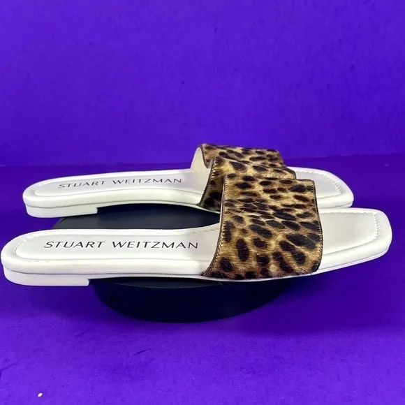 Stuart Weitzman Women's Leopard Fur Summer Sandal Shoe Size 7