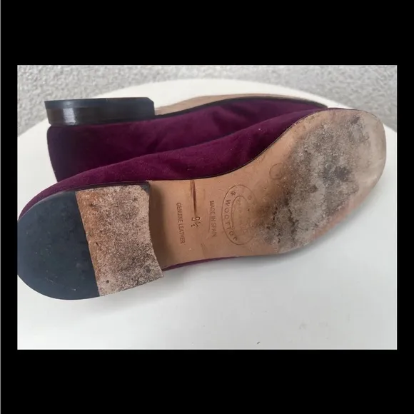 Stubbs &amp; Wootton flat loafers shoes slipper burgundy velvet Asian Emperor wm 9.5