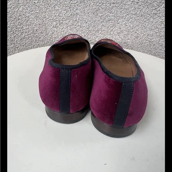 Stubbs &amp; Wootton flat loafers shoes slipper burgundy velvet Asian Emperor wm 9.5