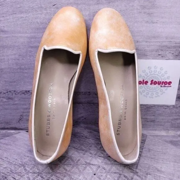 Stubbs &amp; Wootton Palm Beach Pearlized Swirl Loafer Orange Women's sz 6 NEW
