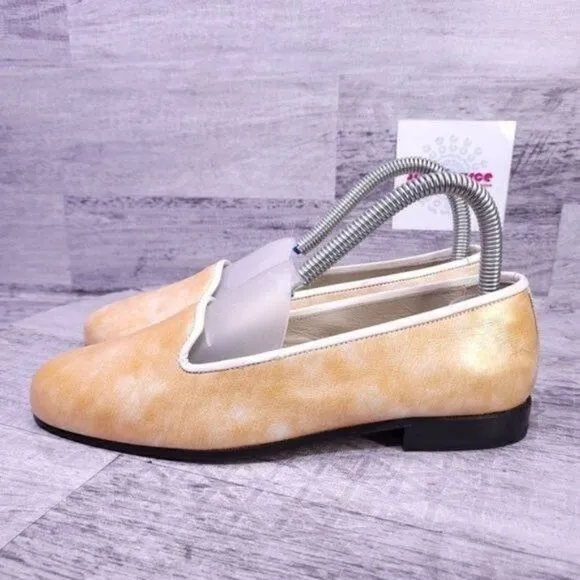 Stubbs &amp; Wootton Palm Beach Pearlized Swirl Loafer Orange Women's sz 6 NEW