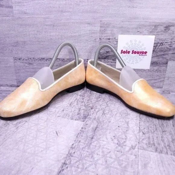 Stubbs &amp; Wootton Palm Beach Pearlized Swirl Loafer Orange Women's sz 6 NEW