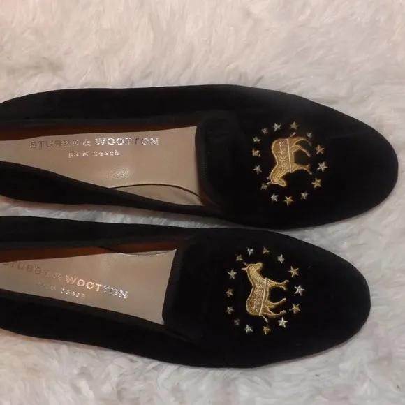 STUBBS &amp; WOOTTTON PALM BEACH  BLACK LOAFERS SHOES Sz. 8