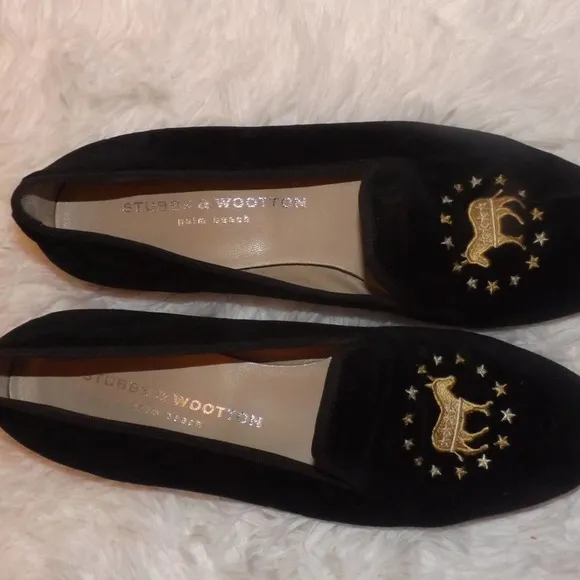 STUBBS &amp; WOOTTTON PALM BEACH  BLACK LOAFERS SHOES Sz. 8