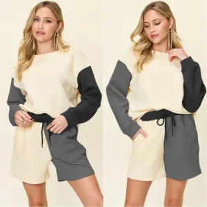 Style Shift Contrast Shorts Set - Black