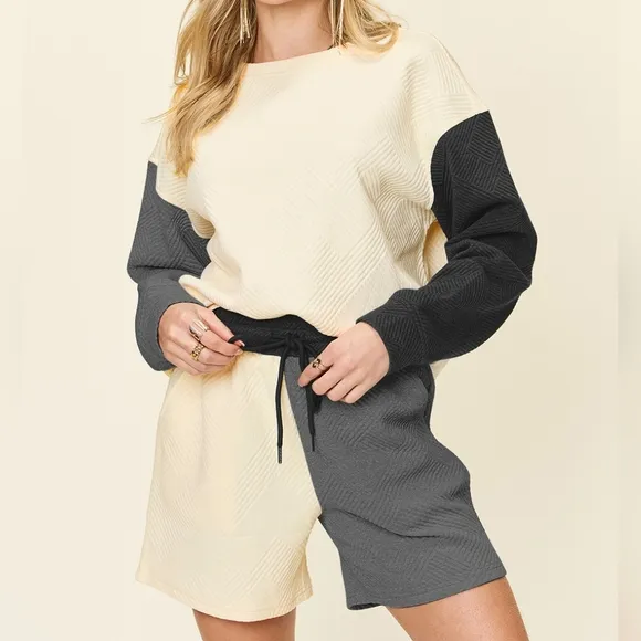 Style Shift Contrast Shorts Set - Black