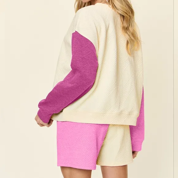 Style Shift Contrast Shorts Set - Fuschia
