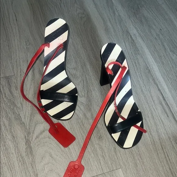 Stylish Black and Red Women's Off-White Heels