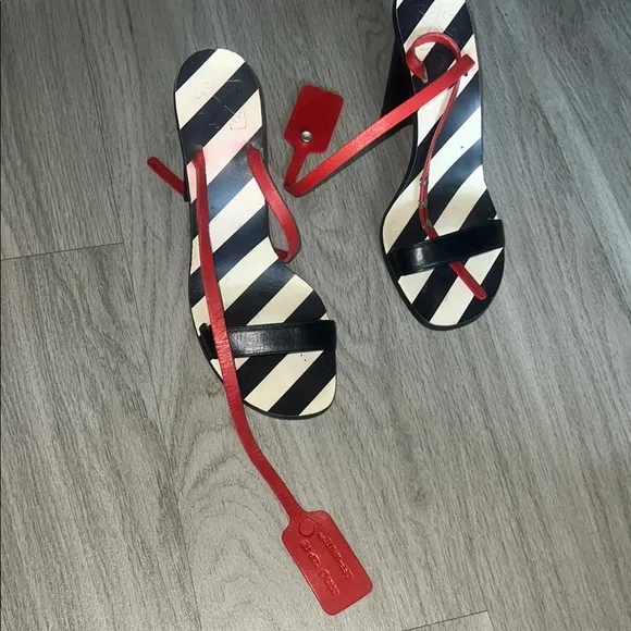 Stylish Black and Red Women's Off-White Heels