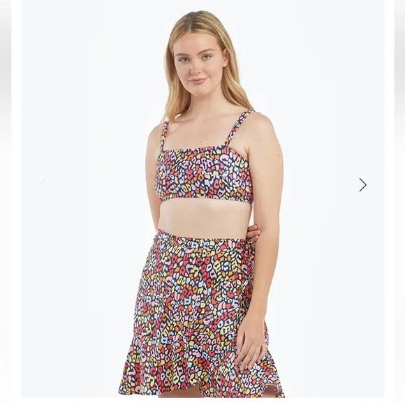 SUMMERSALT The Short Beach to Brunch Wrap Skirt Size 1X Multicolor Leopard