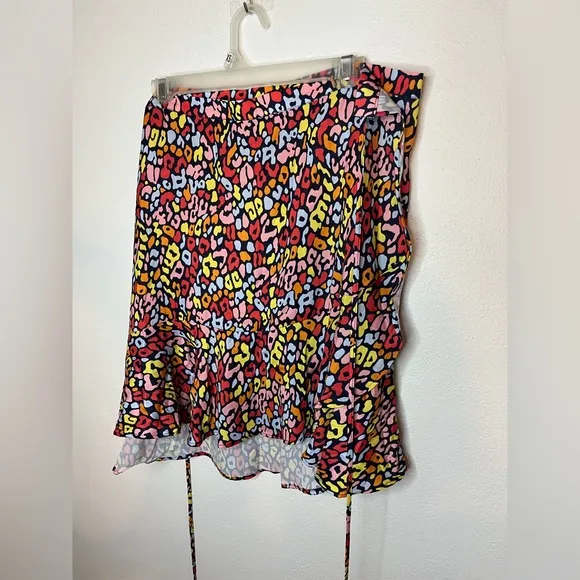 SUMMERSALT The Short Beach to Brunch Wrap Skirt Size 1X Multicolor Leopard