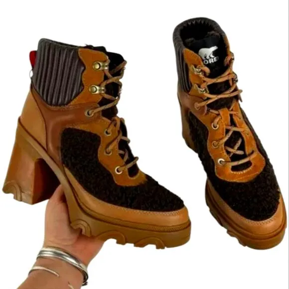 Sundance Catalog Sorel Platform “Brex Heel Cozy Lace Boots” Size 9.5 $210 MSRP