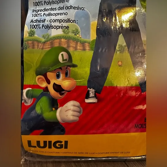 Super Mario Bros Luigi 4Pcs Costume Deluxe Child Size Large 10/12. Brand New