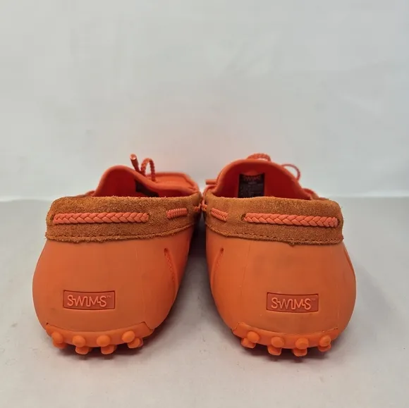 Swims Mens Braided Lace Loafer Sz 9.5 Deck Swim Boat Shoes Bright Orange Comfort