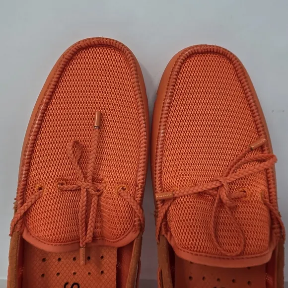 Swims Mens Braided Lace Loafer Sz 9.5 Deck Swim Boat Shoes Bright Orange Comfort