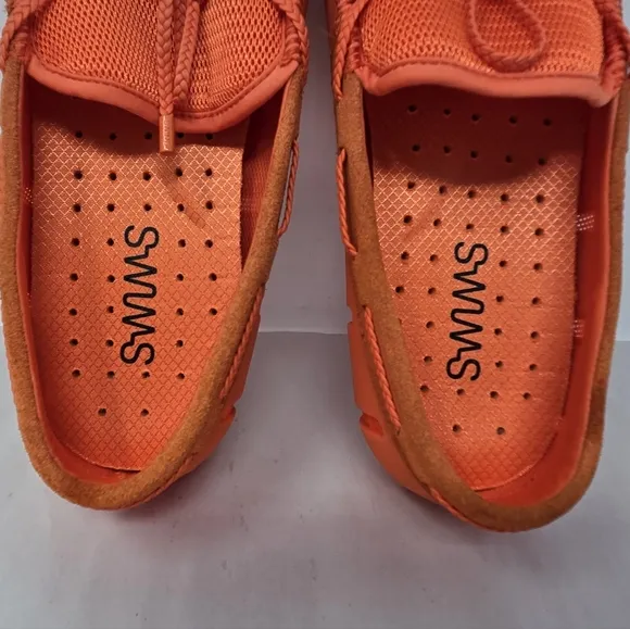 Swims Mens Braided Lace Loafer Sz 9.5 Deck Swim Boat Shoes Bright Orange Comfort