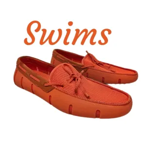 Swims Mens Braided Lace Loafer Sz 9.5 Deck Swim Boat Shoes Bright Orange Comfort