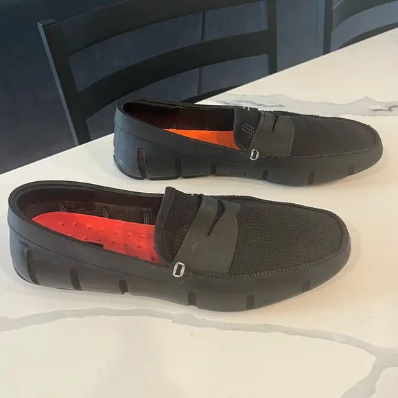 SWIMS Men's Penny Loafer Ultra Light Washable Boat &amp; Deck Shoes Black Size 9 EUC