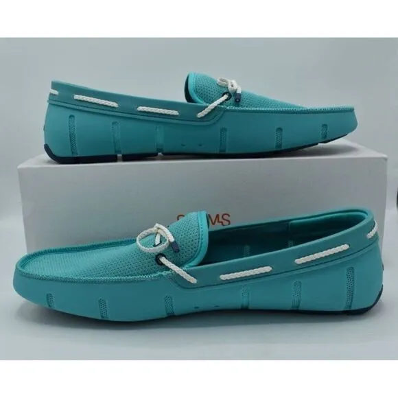 SWIMS Mens Size 15 Braided Lace Cerulean Blue Slip On Loafers Shoes