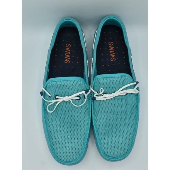 SWIMS Mens Size 15 Braided Lace Cerulean Blue Slip On Loafers Shoes